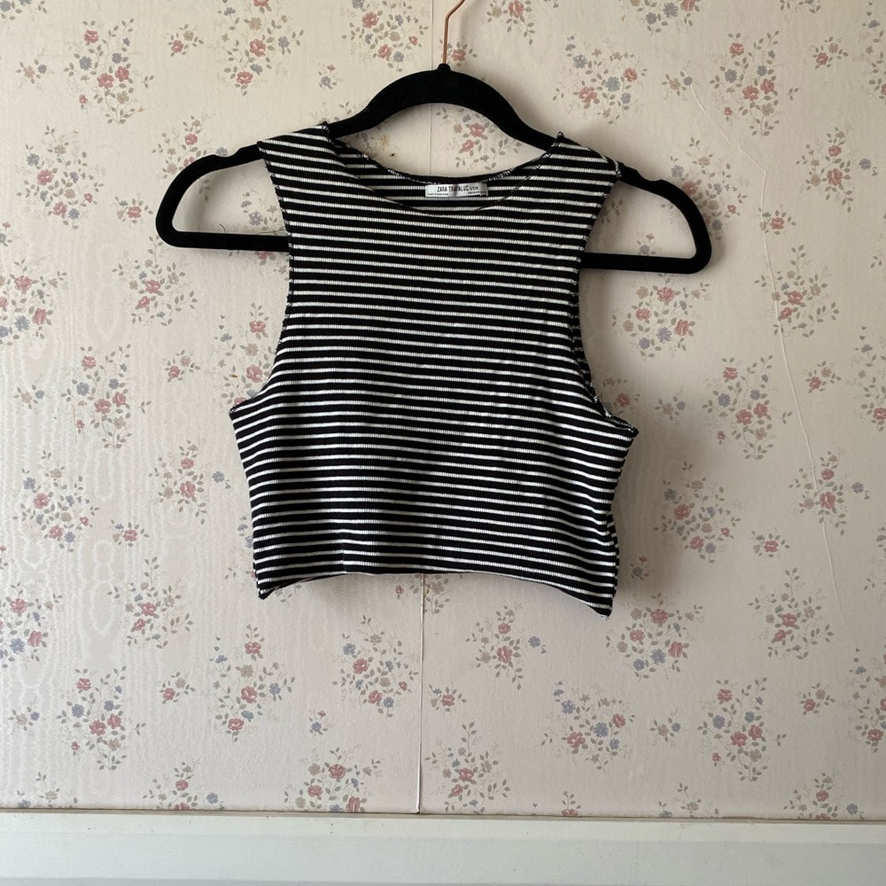 Zara trafaluc ribbed crop tank top